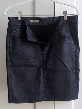 AG the Erin Pencil Mini Skirt Coated Dark Navy Denim - 29